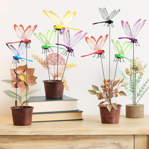 30 Pieces 3D Dragonfly Garden Decor Large Size Dragon Fly Dragon Fly Garden Stakes Dragonflies Garden Ornaments Patio Decoration Dragonfly Stakes with Sticks, 6 Colors by LOTADILO - Image 5