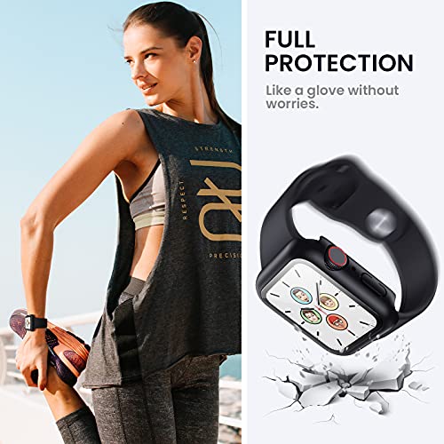 Image of Tensea for Waterproof Apple Watch Screen Protector Case 40mm SE 3 /SE 2nd Generation /SE /Series 6 /5 /4 Accessories, iWatch Protective PC Face Cover with Tempered Glass Film for Women Men, 40 mm