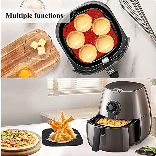 Image of Reusable Air Fryer Liners, 2 Pack Air Fryer Liners Mats, Non-Stick Basket Mat Deep Pad Replacement for Parchment Paper Anti-Oil Bottom Air Frying, Steaming and Oven Baking (Square - 8.5 INCH)