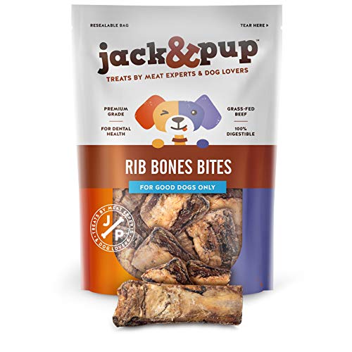 Jack&Pup Rib Bones for Dogs, All Natural Beef Bones for Dogs, Single Ingredient Bone Marrow, Dog Rib Bone Bites (24 Oz Bag)