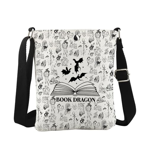 WCGXKO Book Dragon Crossbody Bag FW Gift Fantasy Reader Gift Dragon Rider Merch