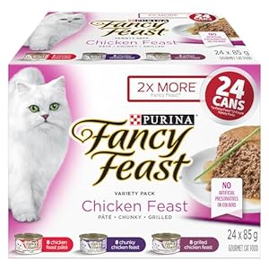 Fancy Feast Wet Cat Food, Chicken Feast Variety Pack 3 Flavours – 85 g (24 Pack)