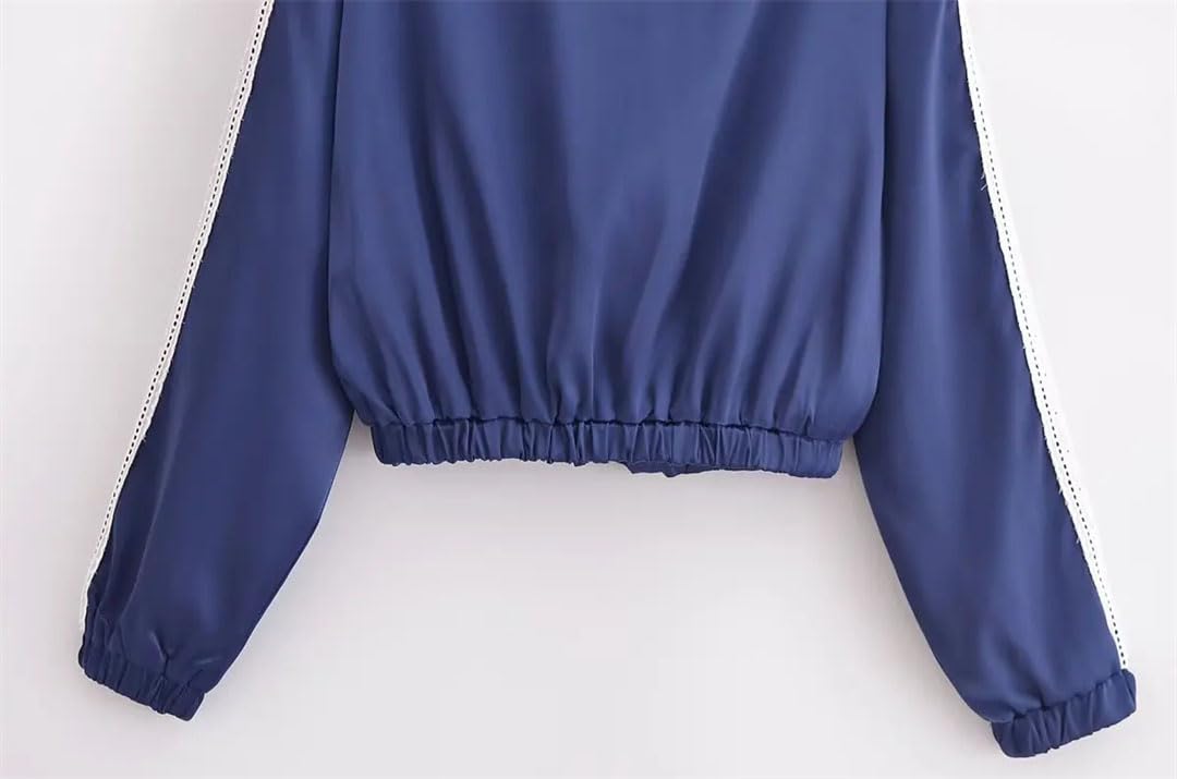 Set di pantaloni decorativi in pizzo laterale da donna con giacca a righe e cappotto da donna