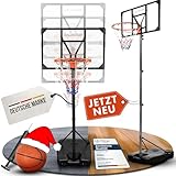 VALENESS® Basketballkorb Outdoor - [135 bis 305 cm] Höhenverstellbarer und Wetterfester Ständer -...