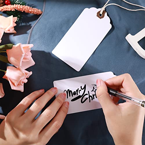 60 Pieces Blank Manila Shipping Tags With Elastic String Attached Inventory Tags Luggage Paper Tag Present Tags Cardboard Tags With String Hang Label Tags With Reinforced Hole 4 3/4" X 2 3/8" (White) #TOP4