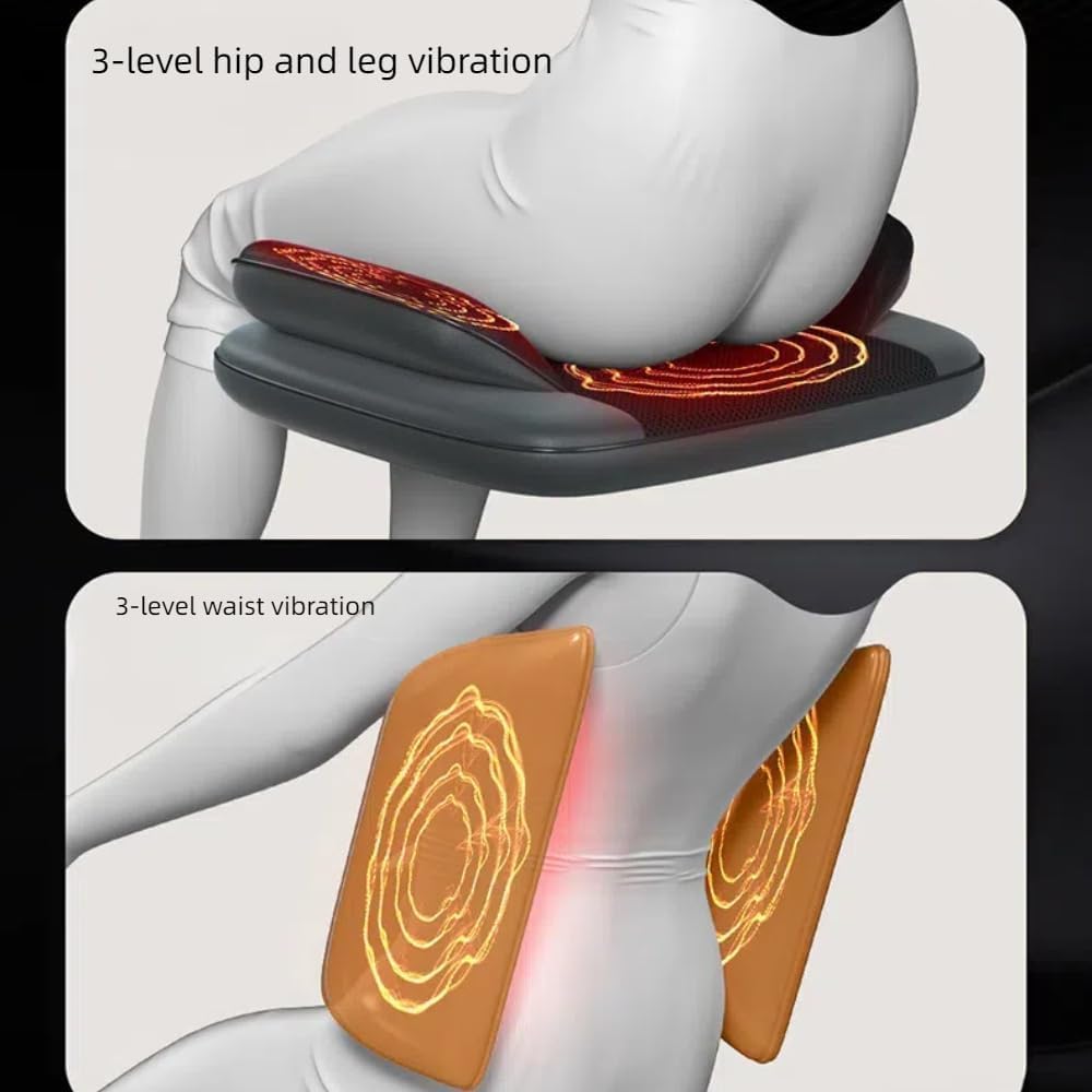 Cuscino massaggiante Shiatsu 3D con calore, massaggiatore profondo per schiena, collo e spalle, per uso domestico e ufficio, include modalità di vibrazione e adattatore UK