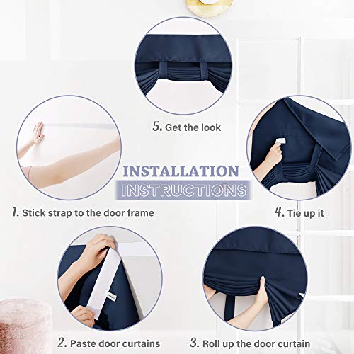 RYB HOME Sightlight French Door Curtains, Privacy Window Curtains Thermal Insulate Covering for Patio/Glass/Front Door, 12 inch x 69 inches, Navy, 1 Panel