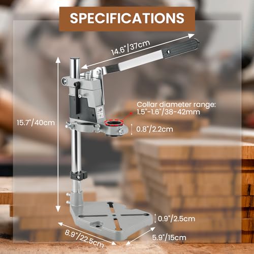 AMGSH Double Mounting Drill Press Stand Bench Clamp Tool for Hand Drill Workstation | Adjustable Benchtop Single Hole Table Repair Tool with Aluminum Base Compatible, Portable - Image 2