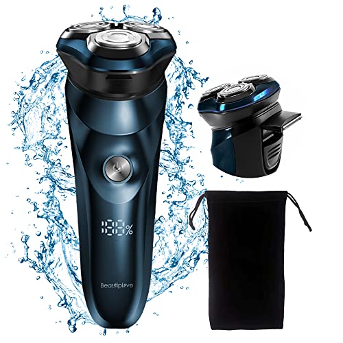 Mens Electric Razor for Men, Beautiplove Rotary Electric Face Wet/Dry Shavers, Rechargeable Shaving Men's Cordless Razors with Pop-up Sideburn Trimmer, afeitadora electrica para Hombre, IPX7