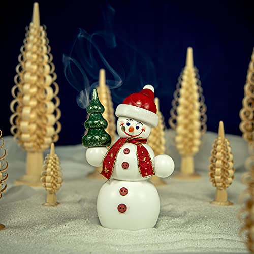 Seiffener Volkskunst German incense smoker snowman with christmas tree, height 15 cm / 6 inch, original Erzgebirge SV 12212 - Image 4