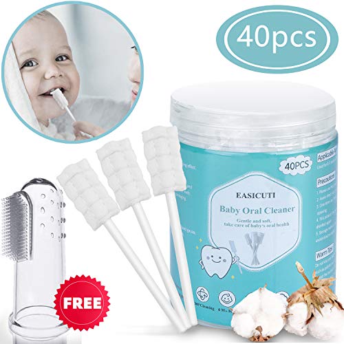 Baby Toothbrush, Baby Tongue Cleaner, 40Pcs Disposable Infant Toothbrush Clean Baby Mouth, Gauze