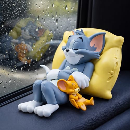 Image of Cute Sleeping Cat and Mouse Car Interior Accessory - Adorable Toy for Dashboard, Table Top or Gift Set | Pack of 1 PVC Material | car Accessories 2026 (1Pcs)