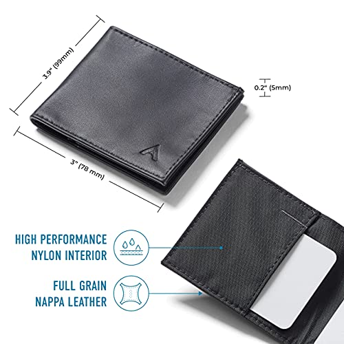 Image of Allett Sport Wallet, RFID Blocking Slim (Leather, Onyx Black) | Slim Minimalist Front Pocket Leather Sport Wallet, RFID Blocking, Water-Resistant, Holds 4-24+ Cards & Cash, Men & Women