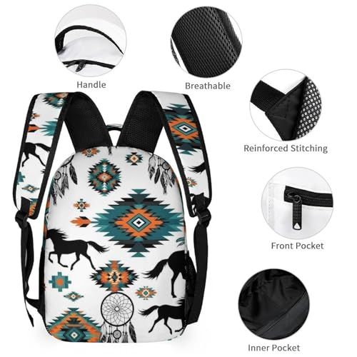 Backpack Book Bags with Lunch Box Storage Bag Backpack Set Daypack with Lunch Bag and Cosmetic Bags (Southwestern Aztec Horse (2)(002))3