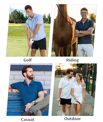 Polo para hombre de manga corta con cremallera 1/4, transpirable y ligero, ideal para golf, tenis y uso casual miniatura 6