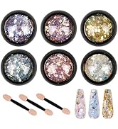 6 Colours Nail Glitter Powder Reflective Nail Sequins Cosmetic Nail Glitter Nail Powder ...