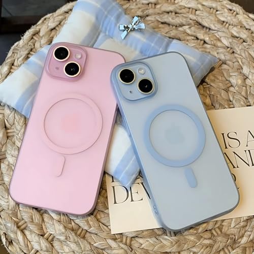 Image of Dsynk Gear Ultra-Slim Matte Finish Case for iPhone 15 | Paper Thin Lightweight Cover | MagSafe Compatible | Luxury Soft Touch Back (Pink)