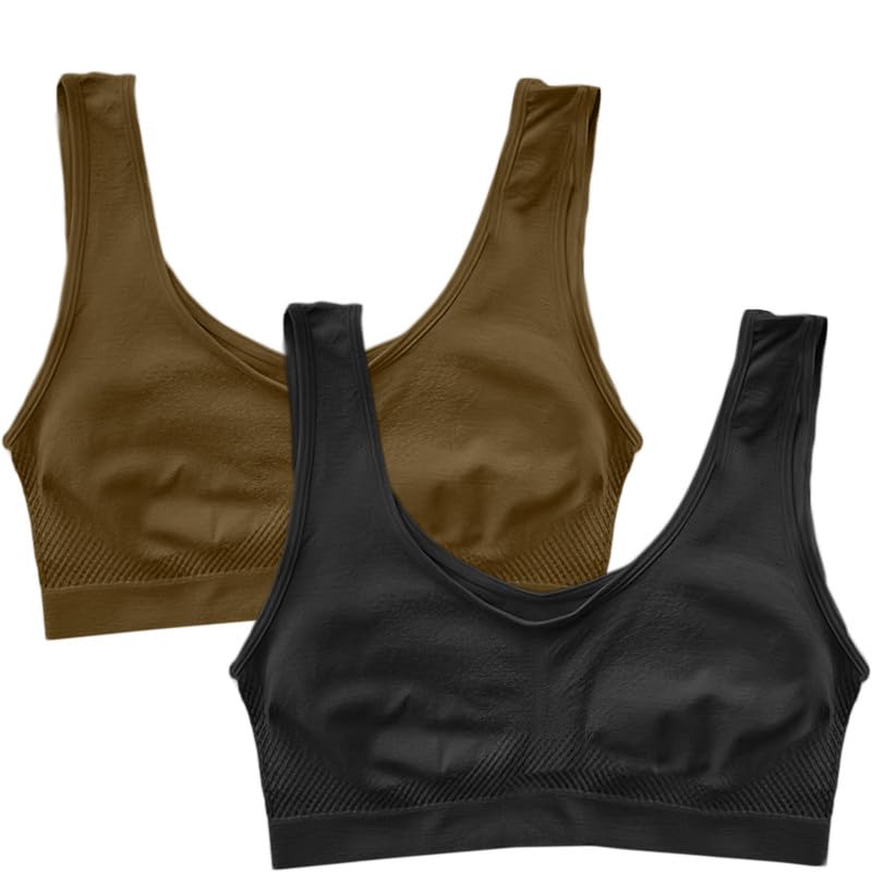Image of Pack of 2 Seamless Air Bra: Stretchable, Non-Padded, Non-Wired Sports Bra for Women