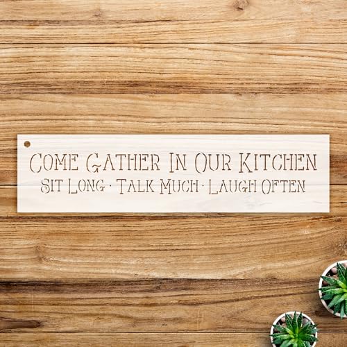 Kitchen Stencil Pattern for Wood Signs, Reusable Mylar Template, Ideal for Home Decor and Painting Projects, Perfect for Creating Inviting Spaces - Size A4 (11.0