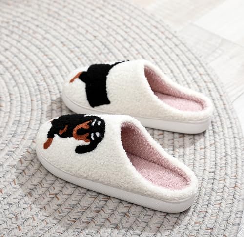 Dachshund Slippers for Women, Memory Foam Kawaii Pug Slippers, Cartoon Animal Doxie Dog Slippers Winter Fluffy Shoes Womens Men3