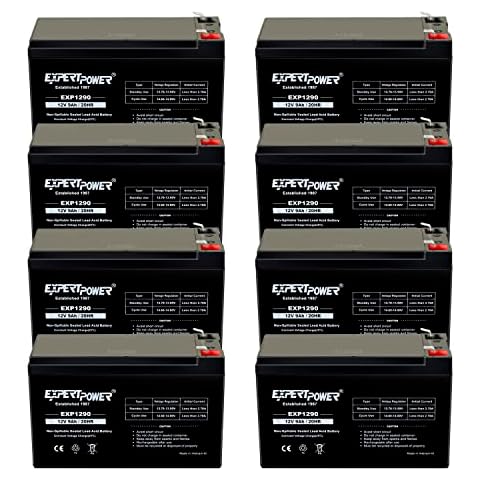 ExpertPower ® 12v 9ah Sealed Lead Acid Battery with F2 Terminals (.250") / 8 Pack Cover