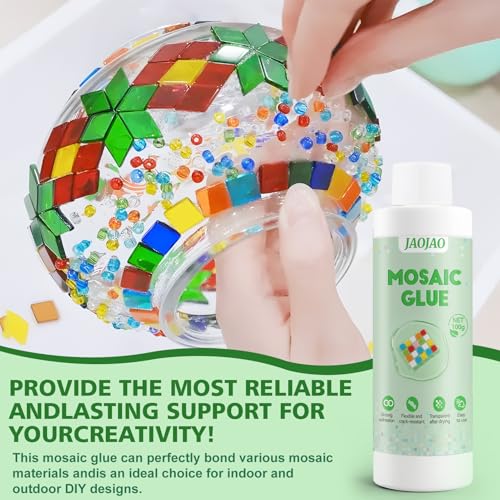 JAOJAO Mosaic Glue, Mosaic Tile Glue Strong Adhesion Transparent After Curing Flexible for DIY Crafts for Glass Ceramic Wood Plastic Indoor and Outdoor Use, 100g - Image 5