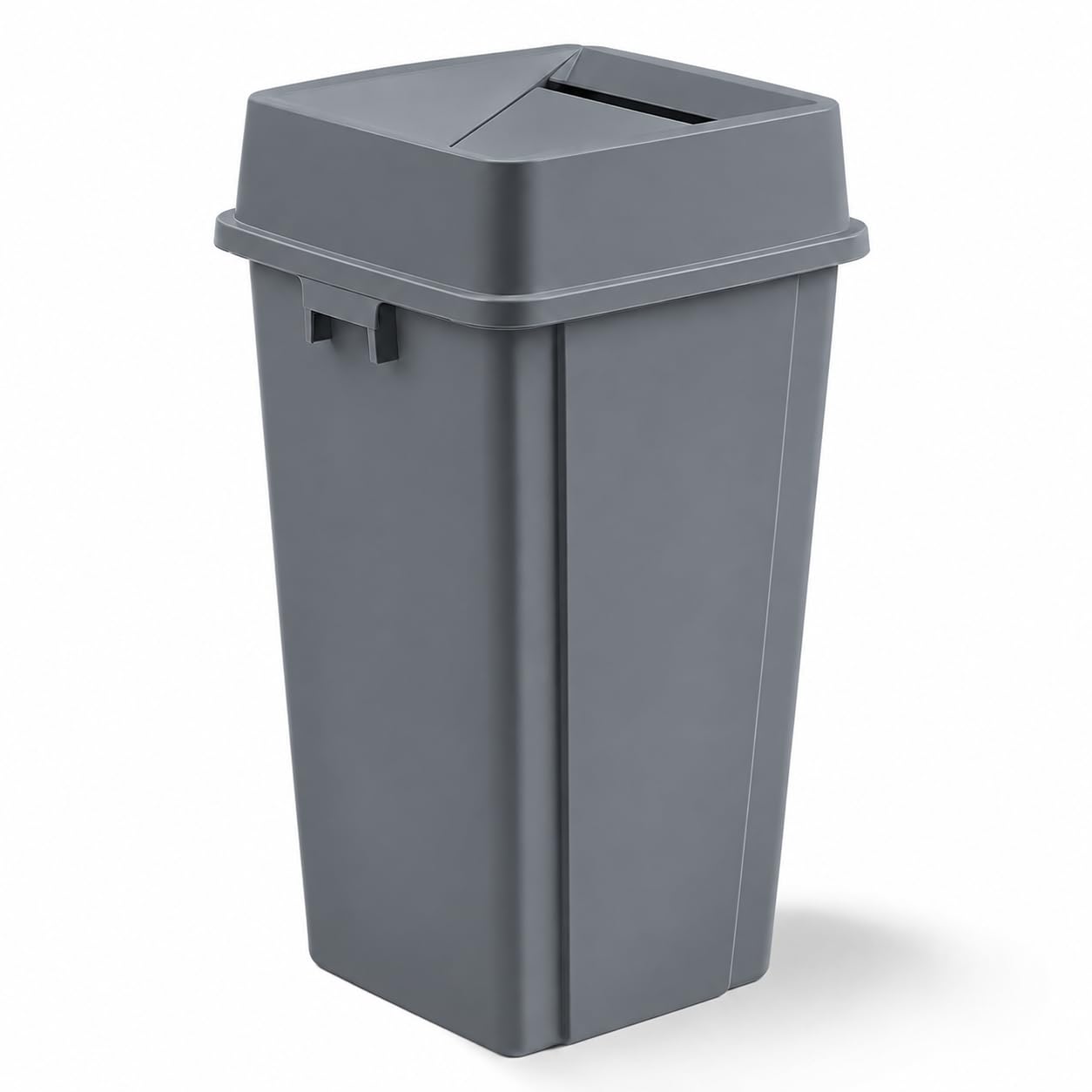 Square Trash Can with Drop Shot Lid by Glownary – 25 Gallon, 25.0 gallons, Resin, Gray, Model 475stcgy25kt