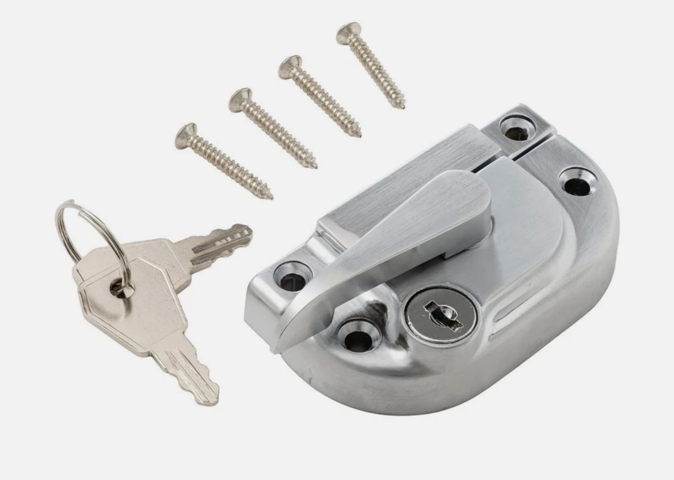 uPVC & Timber Sash Window Cam Right Hand Lock Fastener with Key (Satin Chrome)