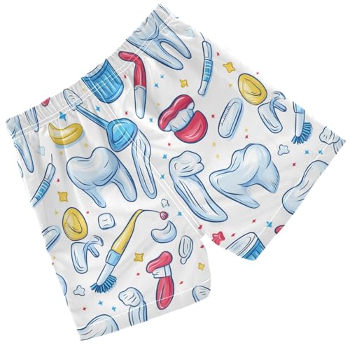 Pigsaly Boys Swim Trunks Dental Tooth Star Colorful Boys Board Shorts Swimsuit Swimwear Summer Bathing Suit 5T2