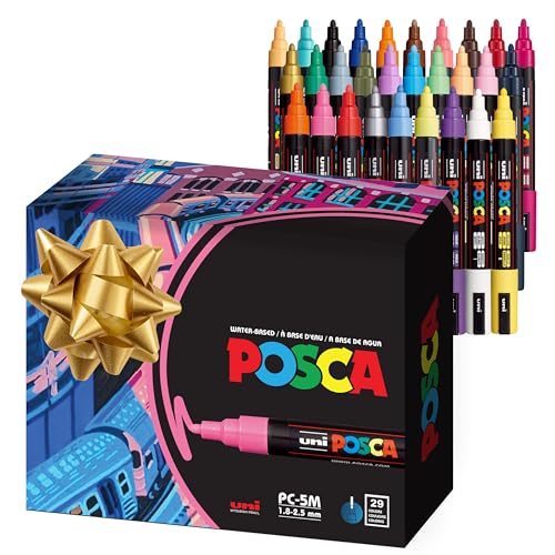 Uni Posca Paint Markers, 5M Medium Acrylic Markers with Reversible Tips, Artist Recommended For...