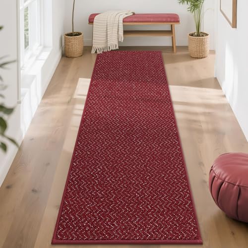 COSY HOMEER 2x8 Hallway Runner Rug Non-Slip Washable Red