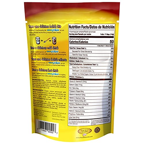 Choco Fríoo | Chocolate Powder Drink Mix 7 oz Pouch | 2 Pack | 12 Vitamins & Minerals, Gluten Free