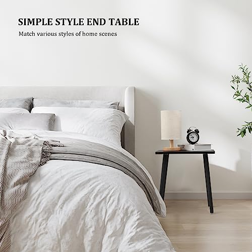Image of FORAOFUR Black End Tables Set of 2, Modern Boho End Table for Living Room Bedroom, Small Side Table for Small Spaces with Stable Structure, Easy Assembly | 2 Pack Minimalist black finish, wood legs, fits sofa /bedroom /living, compact, lightweight, easy move, 5-min assembly