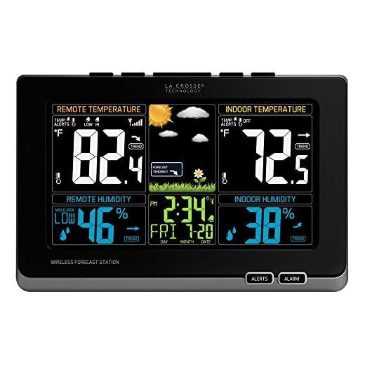 La Crosse Technology 308-1414MB-INT Wireless Color Weather Station with Mold Indicator, Black
