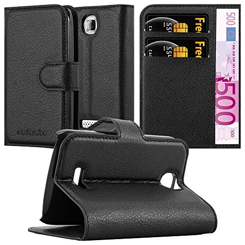 cadorabo Coque pour WIKO CINK Plus en Noir DE Jais - Housse Protection avec Fermoire Magnétique, Stand Horizontal et Fente Carte - Portefeuille Etui Poche...
