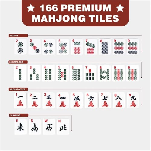 Premium Mahjong Tile Set con 166 fichas y accesorios miniatura 5