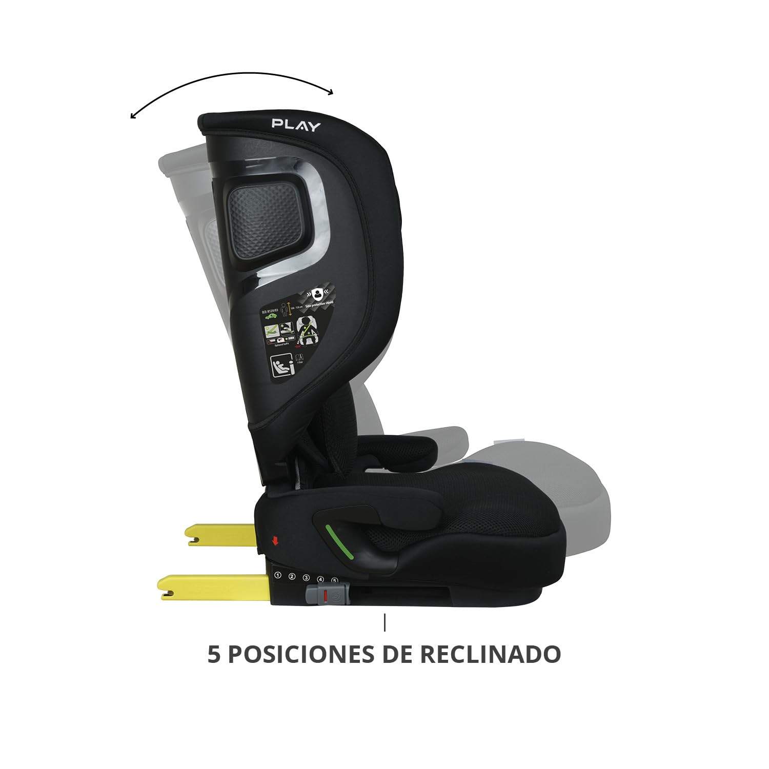 PLAY Silla de coche Two I Size con isofix, grupo 2/3 para niños de 3 a 12 años o altura 100-150 cm (Black Safe&Go)