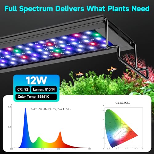Image of fishkeeper LED Aquarium Light, 24 /7 Mode Aquarium Light for Plant Growth, IP68 Waterproof Adjustable Timer(4H /6H /8H /10H /11H /12H) /10 Brightness & 10 Colors Extendable Bracket for 12-18 Inch Fish Tank