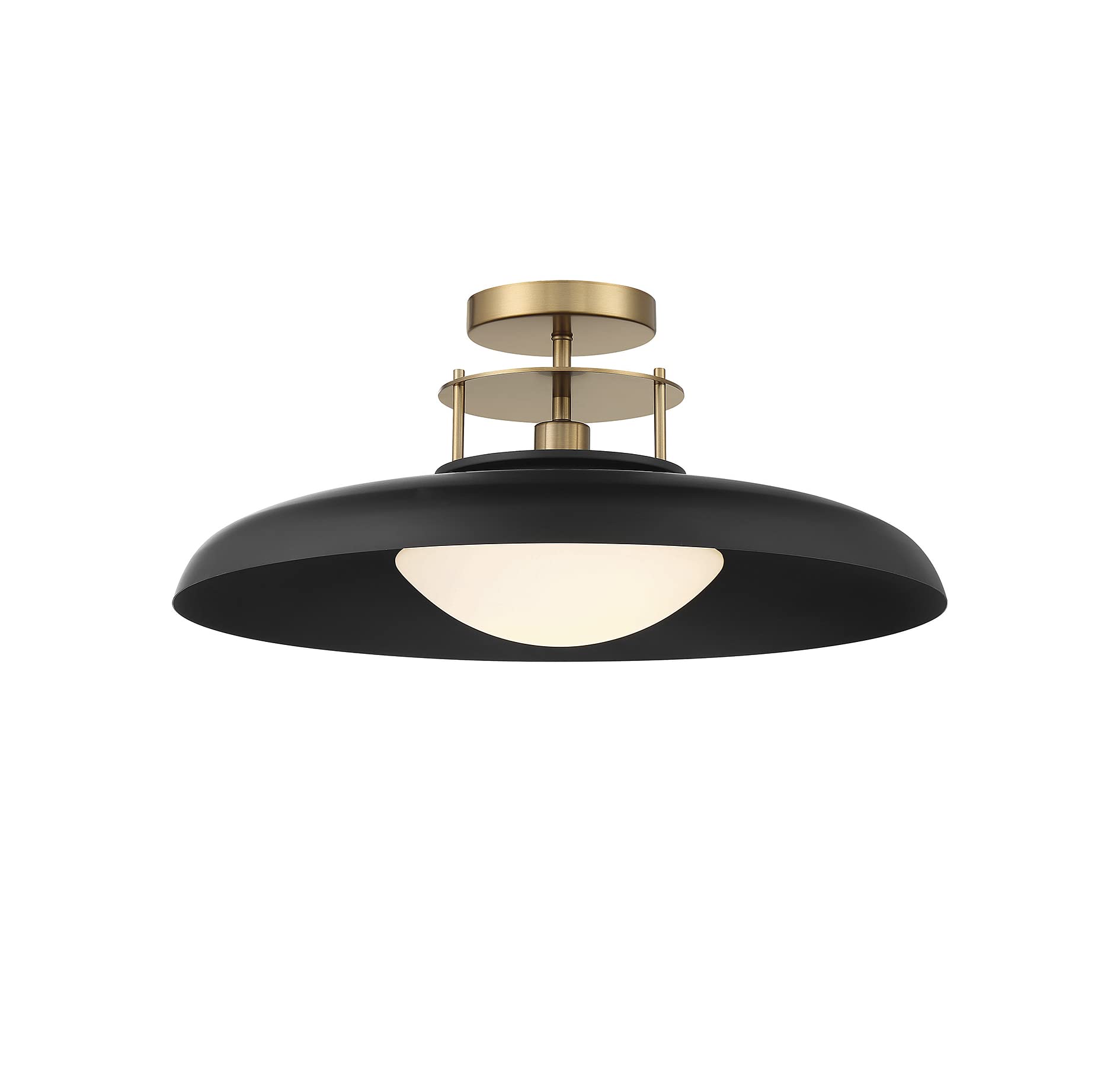 Savoy House6-1685-1-143 Gavin 1-Light Ceiling Light in Matte Black with Warm Brass Accents (20" W x 9" H)
