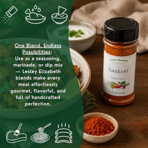 Image of Lesley Elizabeth Tandoori Traveler's Spices - Authentic Indian Tandoori Seasoning Blend for Chicken, Lamb, Vegetables & Seafood | Bold Spice Rub for Grilling & Cooking