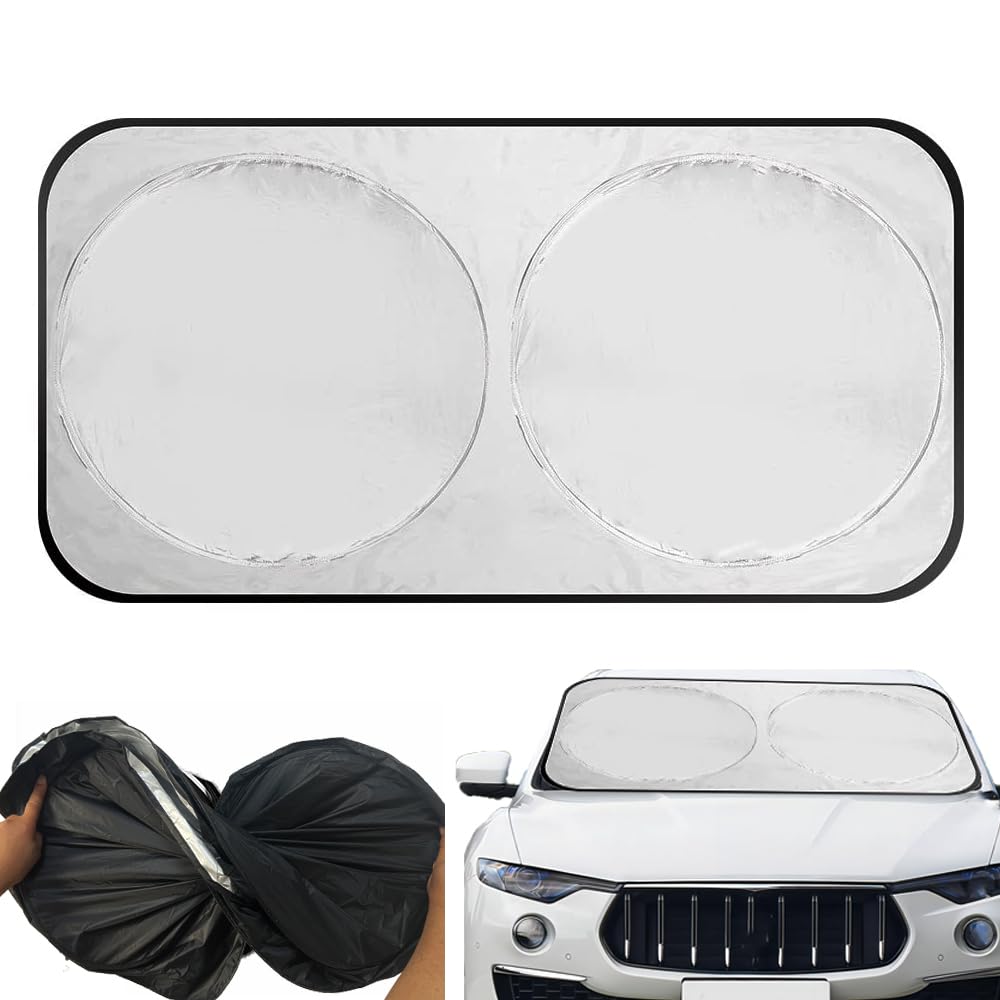 Parasol Coche de Parabrisas, Protector Solar para Luna Delantera Sol Sombra Resistir a Los Rayos UV Plegable Sombrilla Apto Mayoría (150 * 70cm)