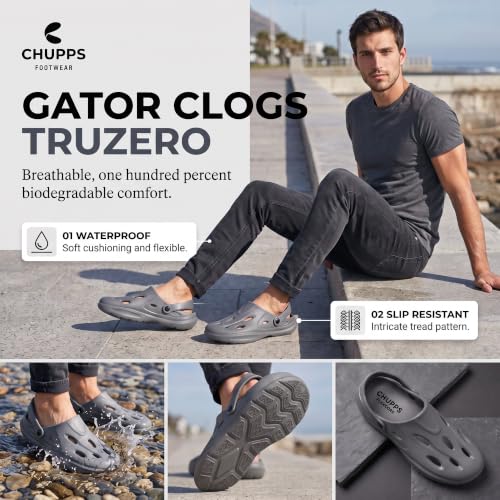 Image of CHUPPS Gator Clogs for Men | Lightweight EVA Clogs | Anti-Slip Sole | Cushioned Footbed | Breathable Ventilation | Adjustable Back Strap | Waterproof Casual Garden Clogs for Men