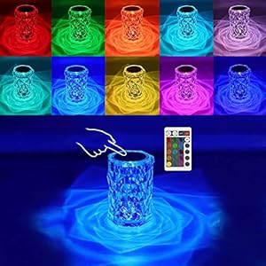 Lampada da tavolo in cristallo, Lampada da tavolo a LED diamantata con 16 colori, USB Ricaricabili Luci touch, Controllo touch e telecomando, per Camera da letto Bar (Rose)