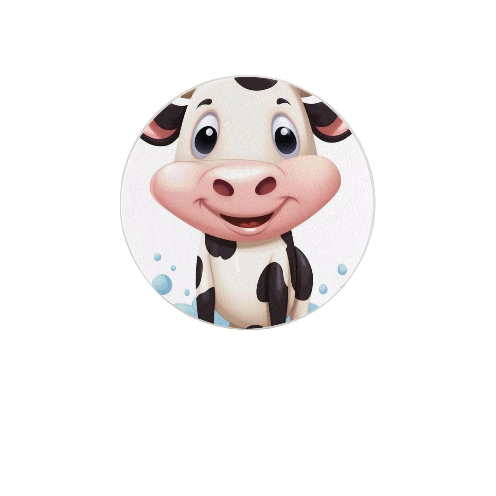 Cartoon Milk Cow Absorbent Drink Coasters Diatomaceous Round Coaster 4 Inch Reusable Cup Coasters Set 4pc