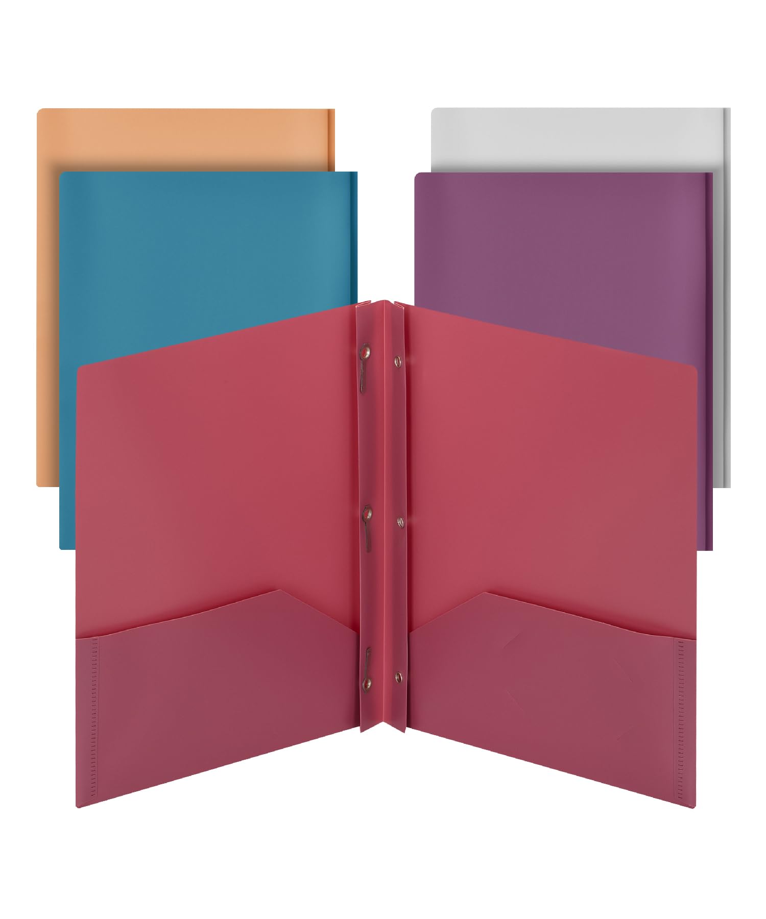 Mr. Pen- Plastic Folders with Pockets and Prong, 5 Pack, Assorted Colors, Pocket Folders, Folders with Prongs, File Folders with Fasteners, 2 Pocket Folder, Folder with Pockets