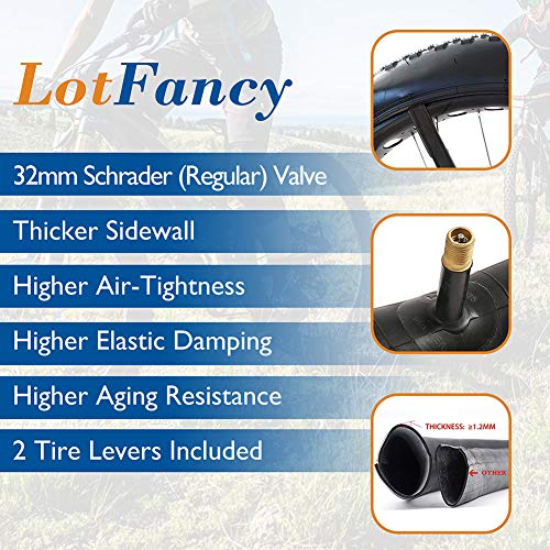 Lotfancy 29 Inch Bike Tube, 2 Pack, 29 X 1.95, 29 X 2.10, 29 X 2.125 Bicycle Inner Tube With Schrader Valve(32Mm), Plus 2 Tire Levers #TOP7