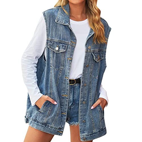 Gilet en jean pour femme fluide et sans manches pour sublimer vos tenues de mi-saison