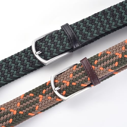 Image of 2pcs Men's Stretch Woven 1.3 inch Wide Elastic Braided Belts