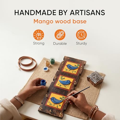 Image of AAKRITI ART CREATIONS Key Holder, Love Birds Key Holder with Key Hangers | Rustic Wooden Wall Organizer with 9 Hooks | New Home Gifts | Multifunctional Entryway Decor Item