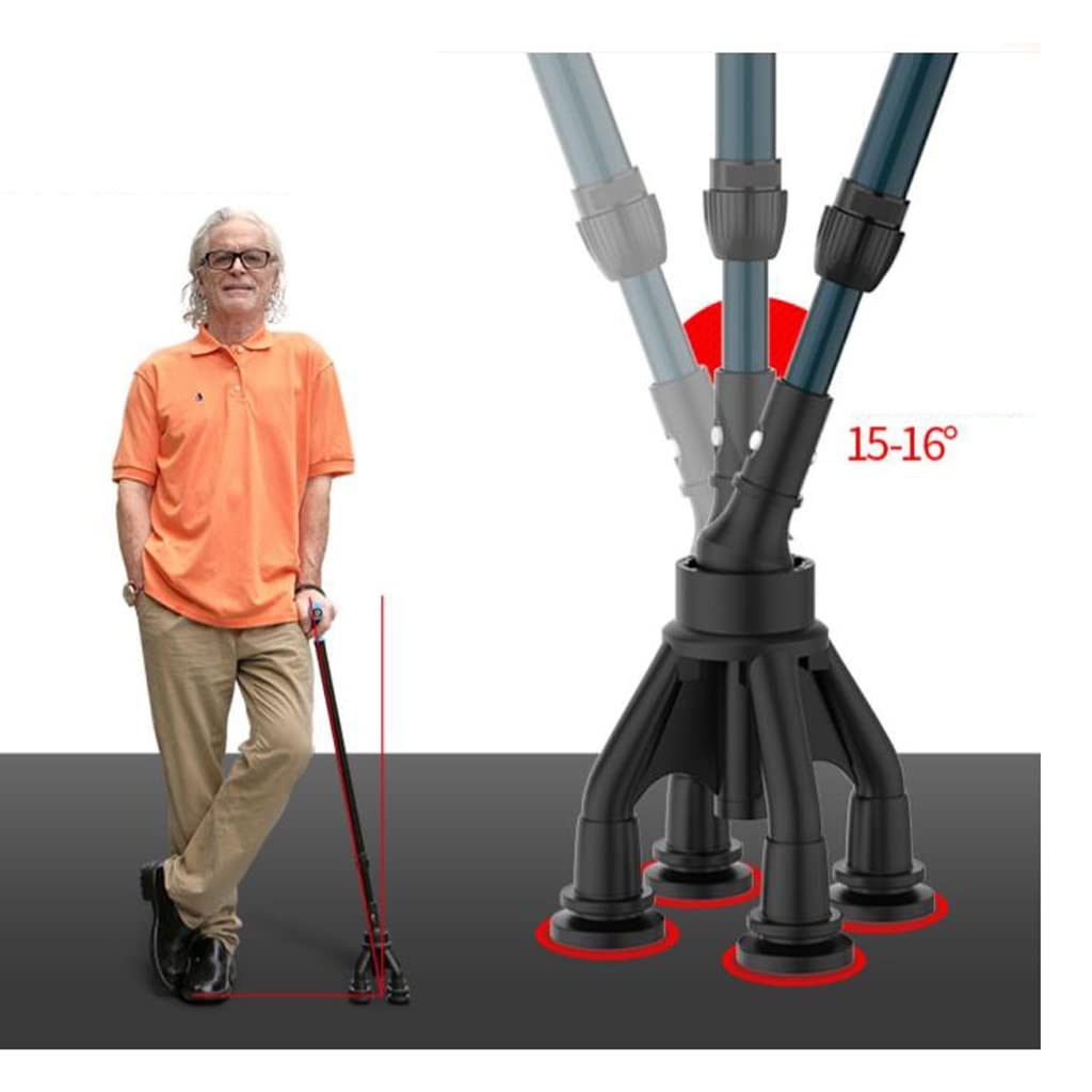 GCX- Muletas for Ancianos bastón Plegable telescópico Antideslizante Multifuncional con bastón de Cuatro Patas for Ancianos Firma